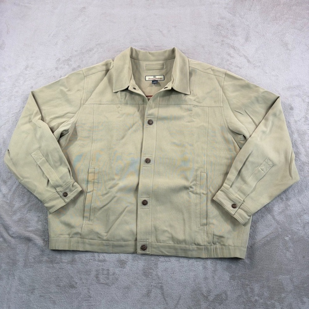 Tommy Bahama Bomber Harrington Jacket in Beige Silk Blend Men Large Lined
